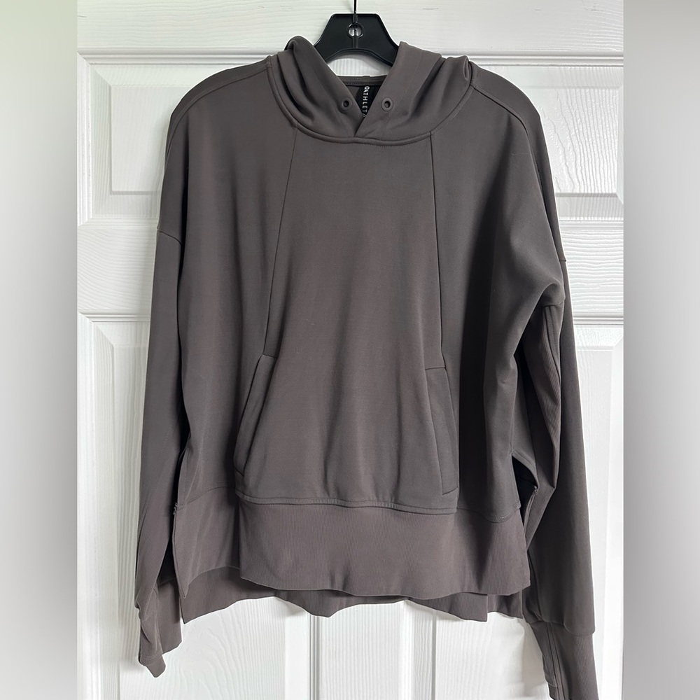 Athleta Taupe stretchy hoodie size medium